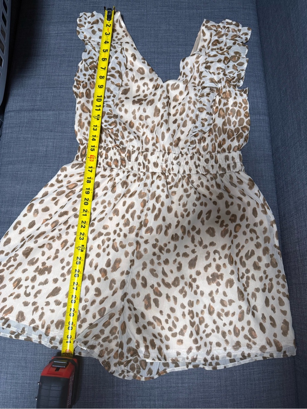 Express Romper Lined Garment in Champagne Leopard Cream